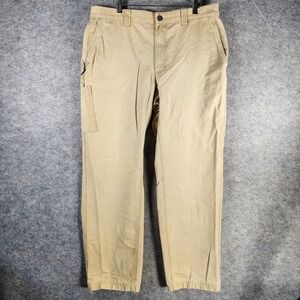 Columbia Mens 34x30 Canvas Utility Pants Tan Khaki Straight Leg Work Trousers